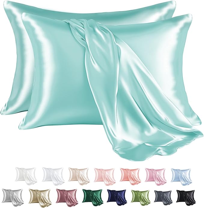 MR&HM Satin Pillowcase for Hair and Skin, Silk Satin Pillowcase 2 Pack by MRHM