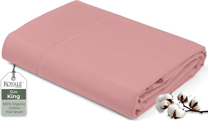 Royale Linens 100% Organic Cotton King Flat Sheet Only by ROYALELINENS