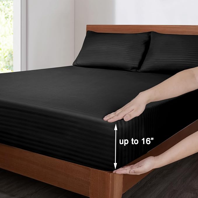 Mejoroom Striped King Size Sheet Set – Hotel Luxury Bed Sheets - Image 3