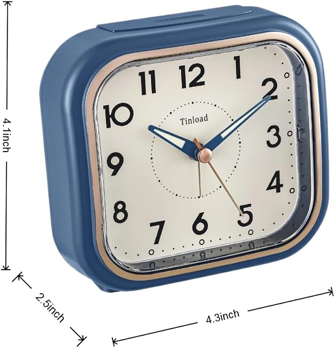 Tinload 4.3" Vintage Retro Analog Alarm Clock, Super Silent Non Ticking Clock - Image 3