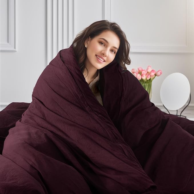 NEXHOME PRO Duvet Cover Set 100% Washed Cotton Oversized King 120"x98" Linen - Image 4