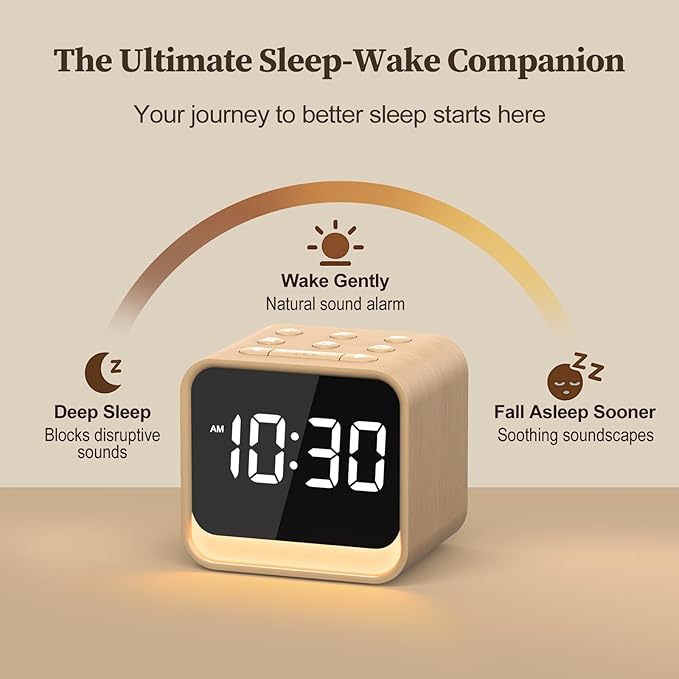 Housbay Wooden Sound Machine Alarm Clock - Image 2