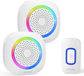 TECKNET Wireless Doorbell with 2 Portable Doorbells with RGB Light, Battery by Tecknet