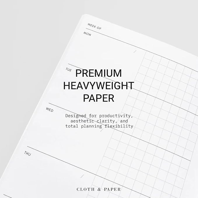Cloth & Paper Travel Notebook | Weekly Planner Graph – Matcha | A5 Slim Weekly - Image 4