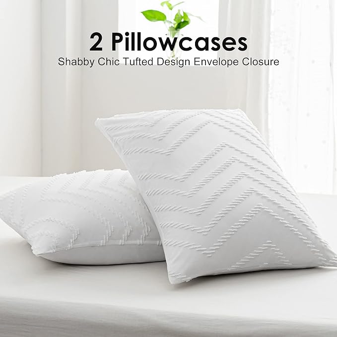 WARMDERN Boho Duvet Cover Set, Tufted Bedding Duvet Covers Soft Washed - Image 5