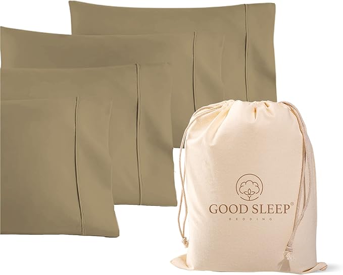 1000 TC Taupe Standard Pillowcases Set of 4 100% Egyptian Cotton Pillow Cases by GoodSleepBedding