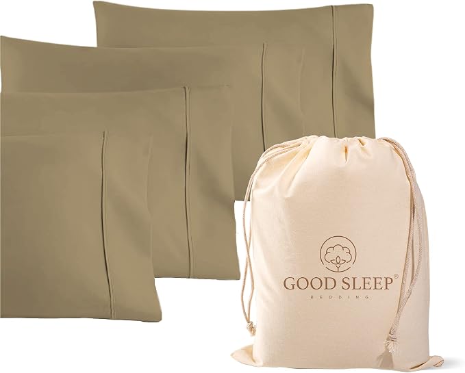 1000 TC Taupe King Pillowcases Set of 4 100% Egyptian Cotton Pillow Cases by GoodSleepBedding