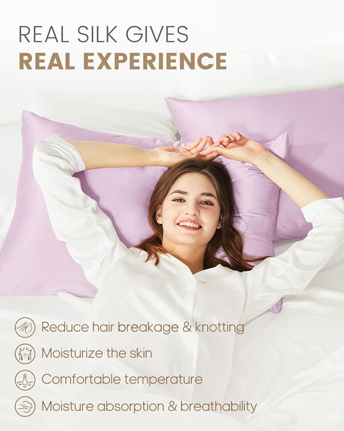THXSILK Set of 2 100% Mulberry Silk Pillowcase - Image 3