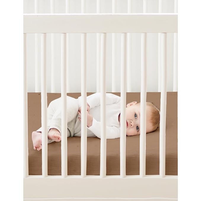 Konssy Muslin Mini Crib Sheets, 100% Soft Cotton Pack and Play Sheets - Image 7