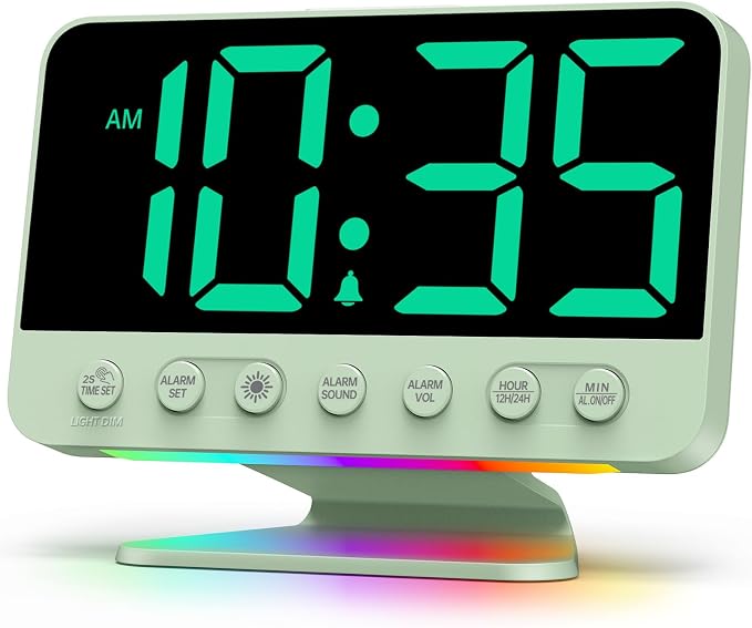 Odokee Digital Alarm Clocks for Bedrooms: Large Bold Number 5 Brightness Dimmer by Odokee