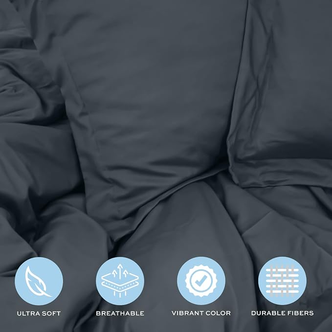 White Classic Grey Duvet Cover King Size, Microfiber Duvet Cover - Image 4