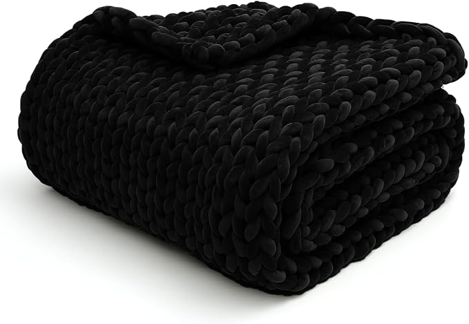 YnM Velvet Weighted Blanket, Handmade Chunky Knitted Design, Soft and Cozy by YNM