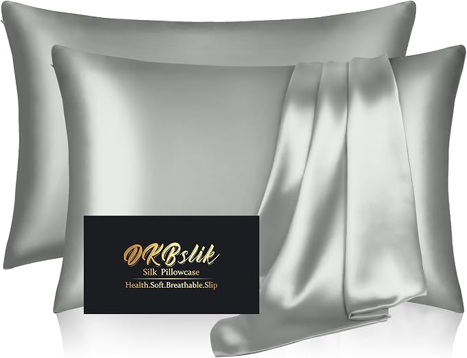 Silk Pillowcase 2 Pack, Natural Mulberry Silk Pillow Cases, Anti Acne Silk by HOME