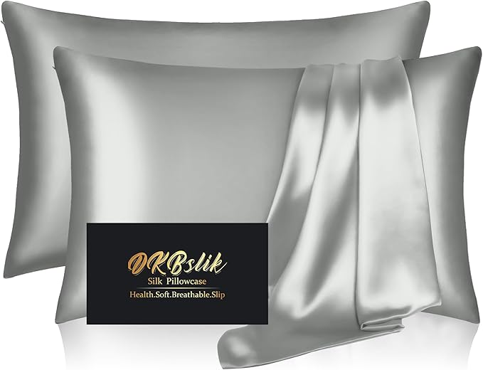 Silk Pillowcase 2 Pack, Mulberry Silk Pillow Cases Queen Size Set of 2 by HOME