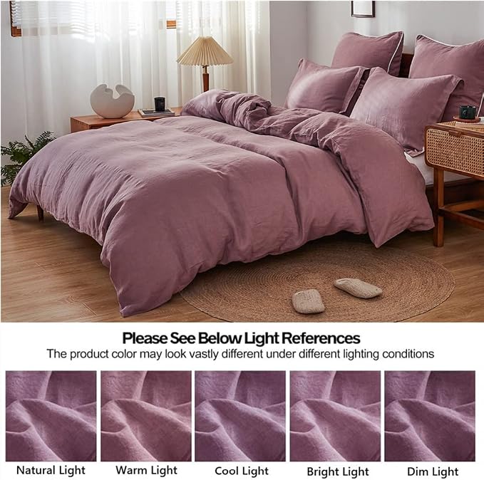 Simple&Opulence 100% Linen Duvet Cover Set 3pcs Basic Style Natural French - Image 6