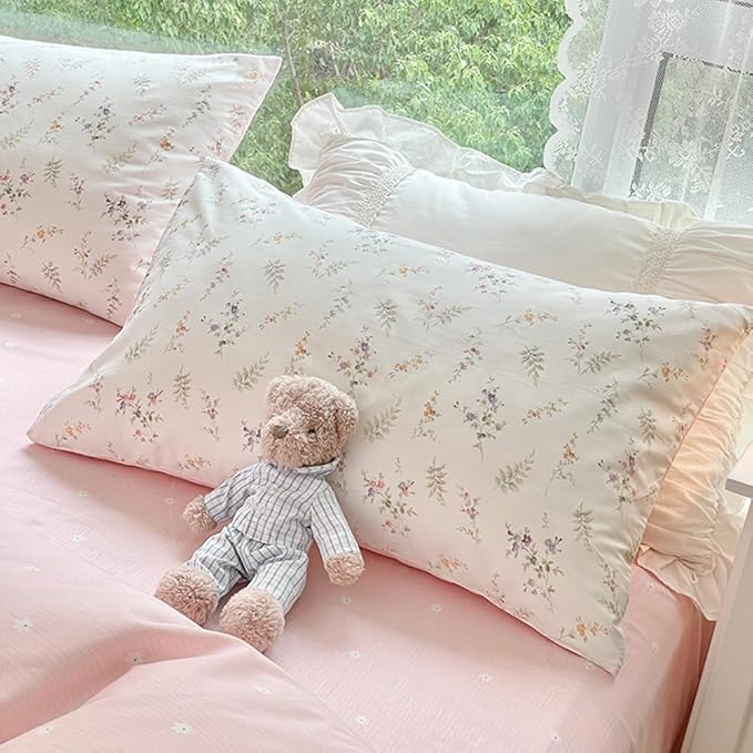 Nayoroom Floral Duvet Cover Queen Size Girls Pink White Botanical Flower - Image 6
