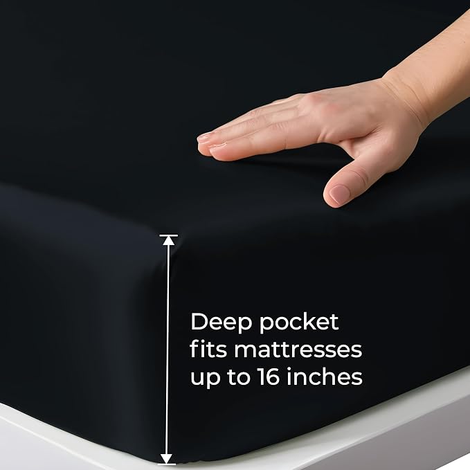 LINENWALAS Fitted Sheet Only Viscose Derived from Bamboo, Bottom Sheet - Image 3
