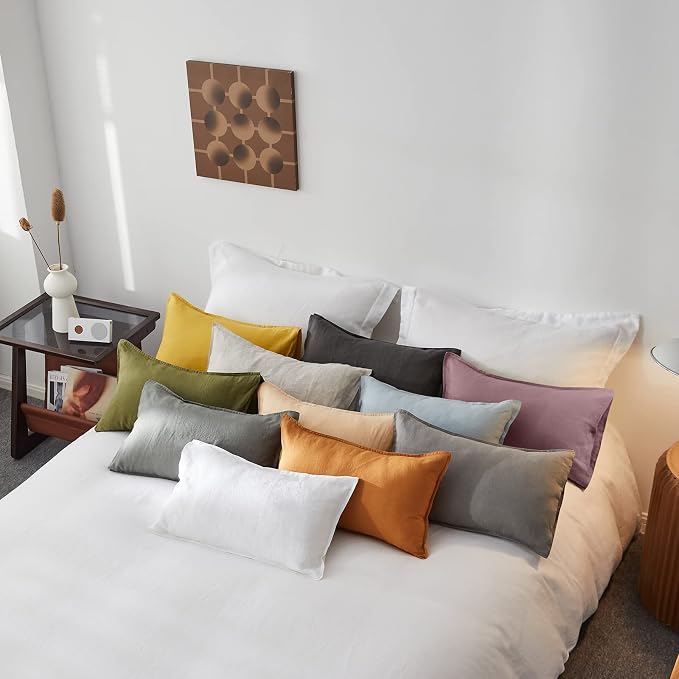 Simple&Opulence 100% Linen Lumbar Pillow Cover 12 x 20 Inches Set of 2 - Image 7