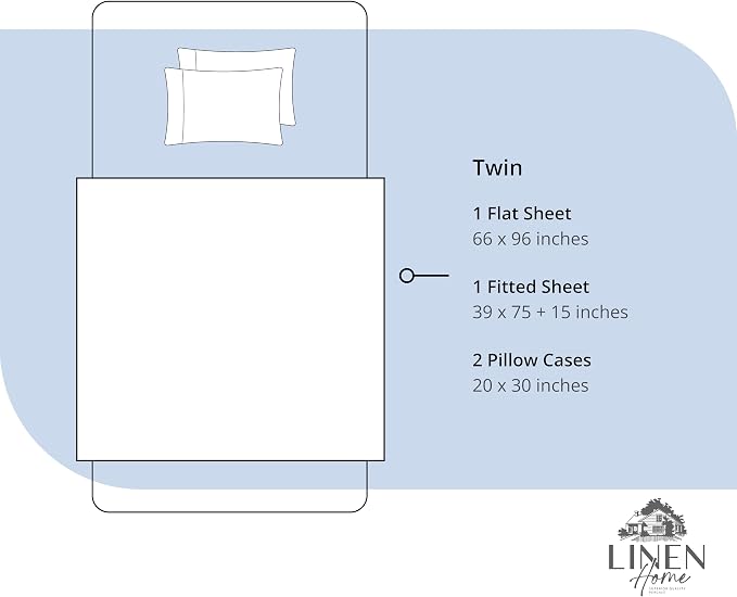 Linen Home 100% Cotton Percale Sheet Set, Twin Size, Dark Blue, Deep Pocket - Image 6