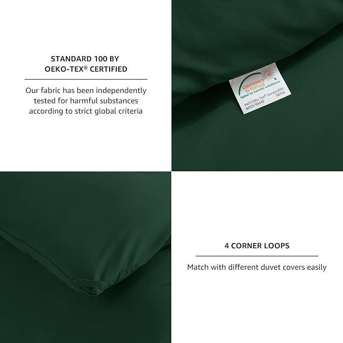 CozyLux Full Size Comforter Set Emerald Green, 3 Pieces Solid Breathable - Image 5