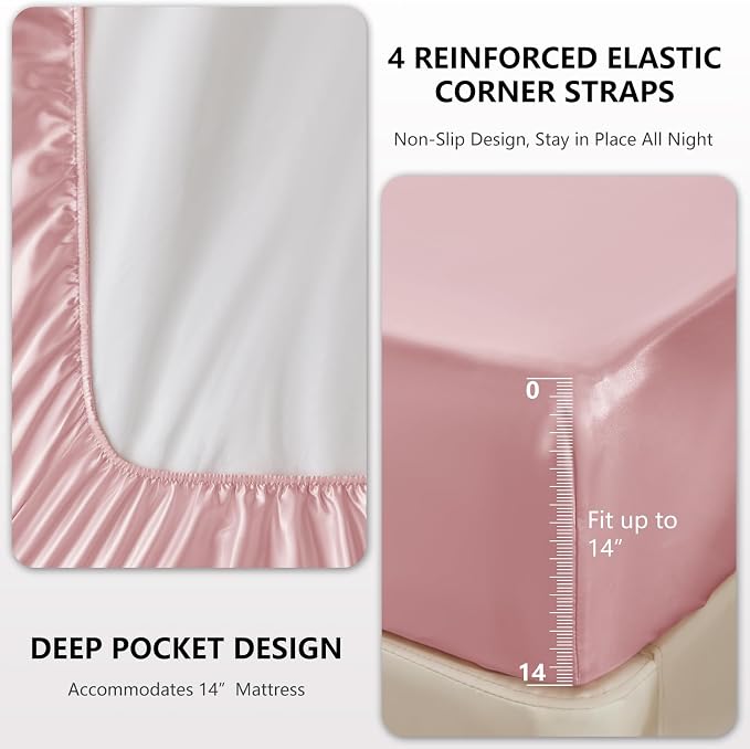 CozyLux Satin Sheets King Size Sheet Set - Image 4