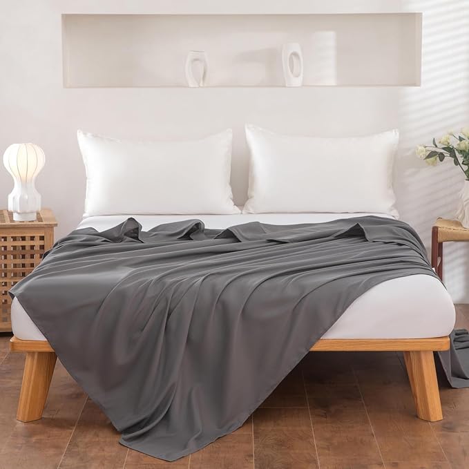 Full Flat Sheet Only， 80x96Inch Dark Gray - Image 2