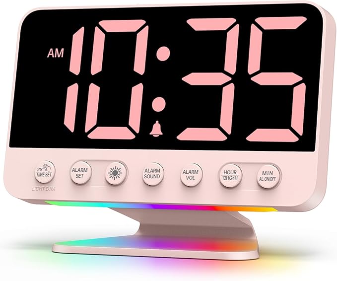 Odokee Digital Alarm Clocks for Bedrooms: Large Bold Number 5 Brightness Dimmer by Odokee