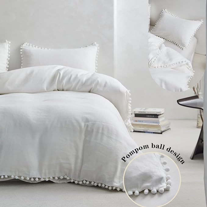Simple&Opulence French Linen Blended Duvet Cover Queen, Flax Viscose Derived - Image 3