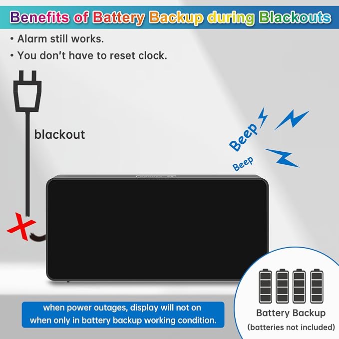 Peakeep Digital Alarm Clock for Bedroom Bedside, Extra Loud for Heavy Sleepers - Image 6