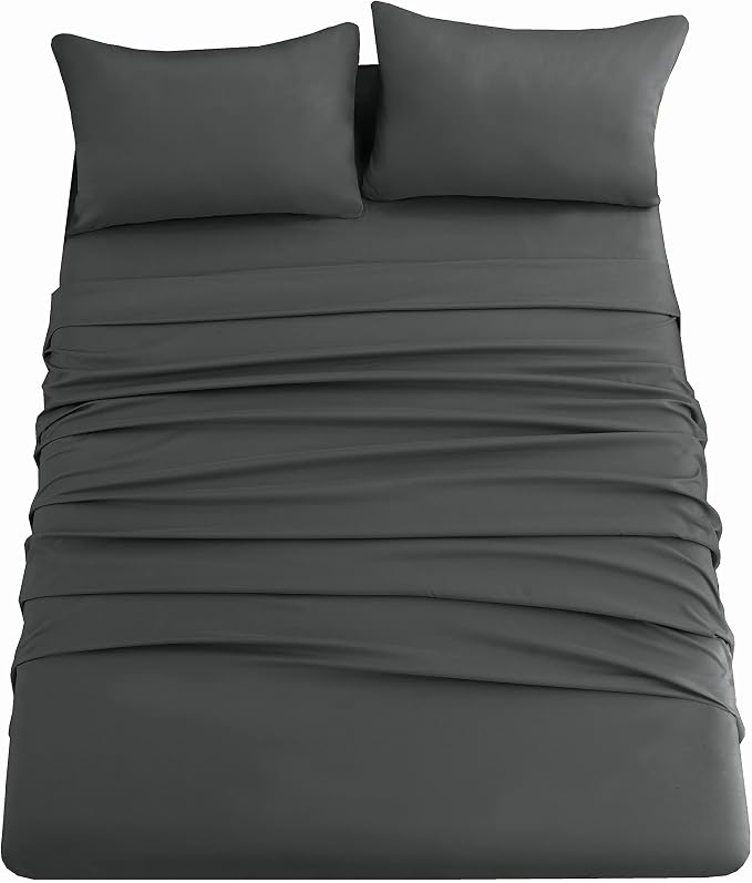 Sfoothome Fitted Sheet Dark Gray, 14 Inch Deep Pocket, Twin XL Bed Fitted Sheet - Image 2