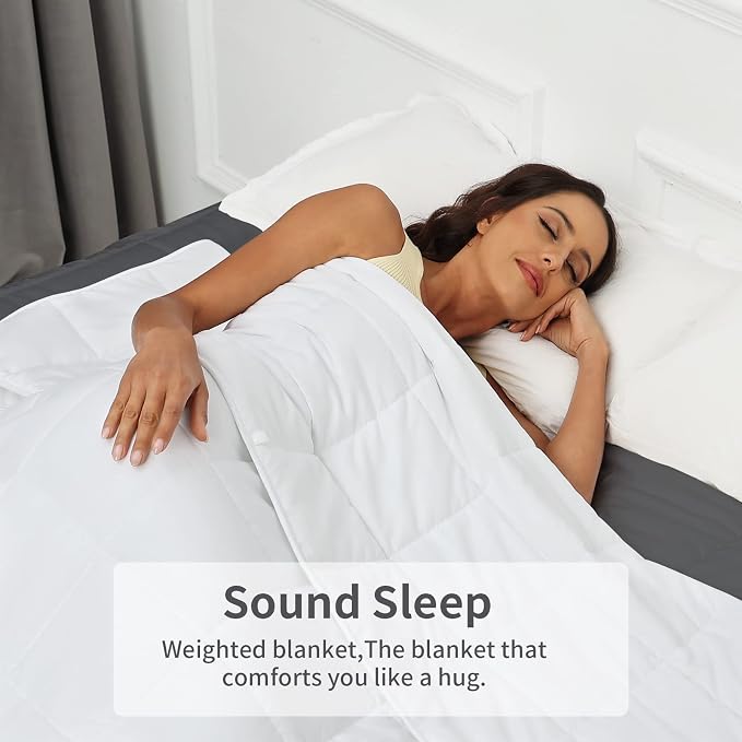 Weighted Blanket 12lbs Queen Size White 60"x80" Weighted Blankets - Image 3