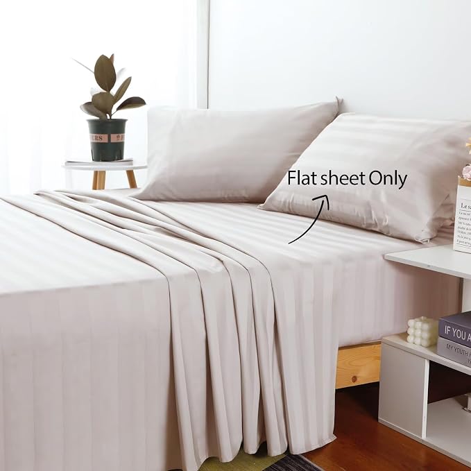 2-Pack Cotton Twin Flat Sheet Only, 600 Thread Count 100% Egyptian Cotton Top - Image 2