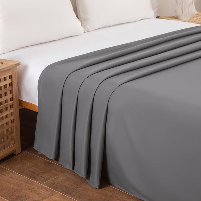 Full Flat Sheet Only， 80x96Inch Dark Gray - Image 3