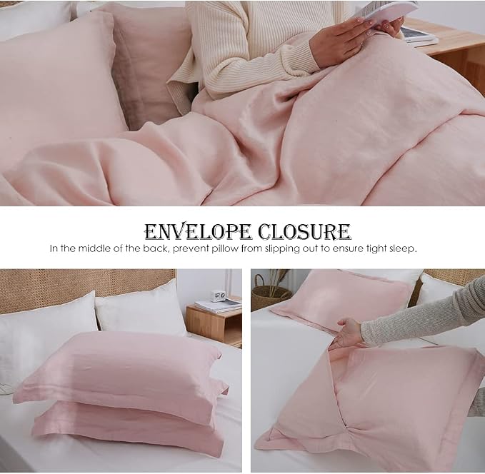 Simple&Opulence 100% Linen Duvet Cover Set 3pcs Basic Style Natural French - Image 4