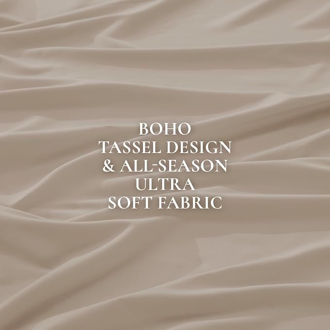Andency Comforter Full Size Set Khaki, 3 Pieces Boho Winter Lightweight Bedding - Image 7