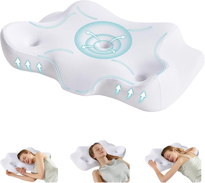 DUMOS Cervical Neck Pillow for Sleeping, Cooling Ergonomic Memory Foam Pillow by DumosLifestyle