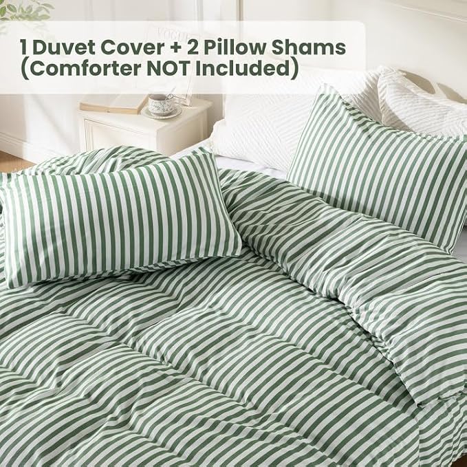 ROSE&RISY Green Queen Duvet Cover Set, 3 Pieces Soft Bedding Queen Set - Image 4