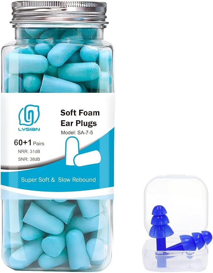 LYSIAN Ultra Soft Foam Earplugs Sleep, Noise Cancelling Ear Plugs by LYSIAN