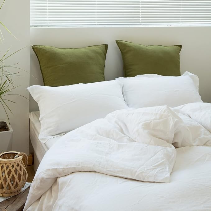 Simple&Opulence 100% Washed Linen Euro Shams 26'' x 26'' Pack of 2, Basic Style - Image 6