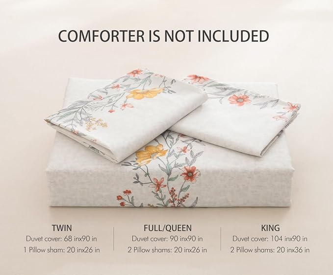 SLEEPBELLA Duvet Cover Queen, 600 Thread Count Cotton Red & Yellow Floral - Image 7