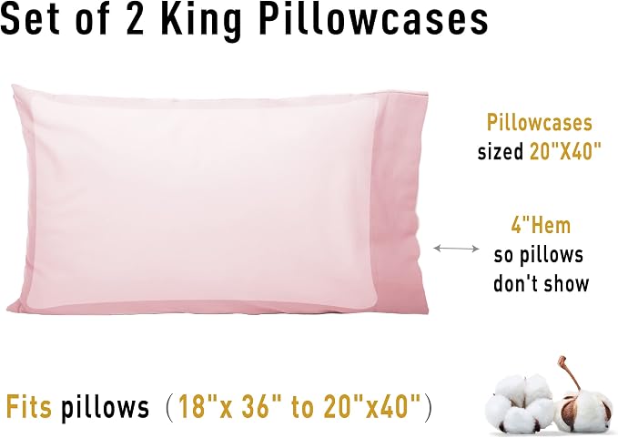 Sunflower King Pillowcases Set of 2, 100% Cotton King Pillow Cases 2, 20×40 - Image 8