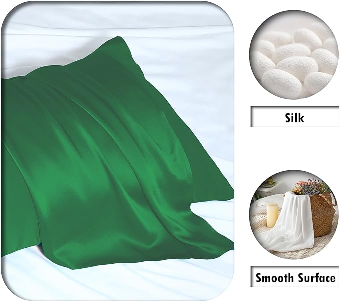 Silk Pillow Cases 2 Pack, Soft Breathable and Sliky Standard Size Pillow Cases - Image 2
