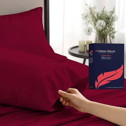 100% Egyptian Cotton Pillow Cases King Size Set of 2 by AshtonSheets