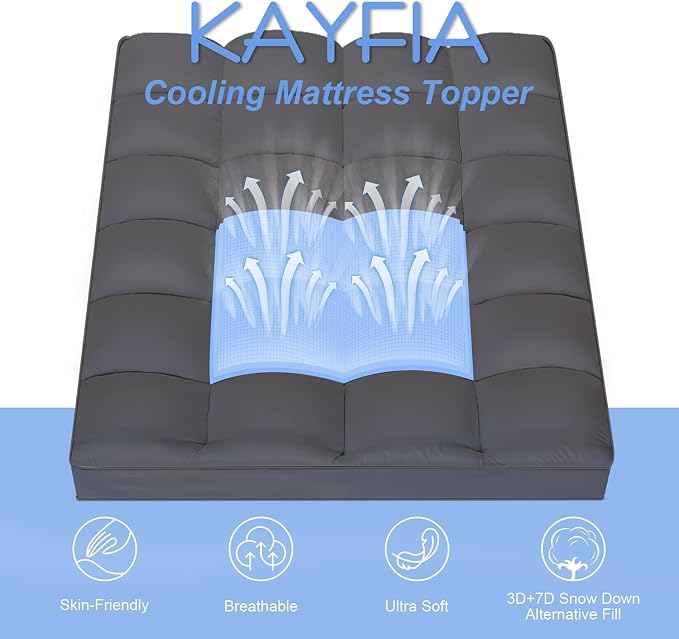 KAYFIA TwinXL Mattress Topper, Extra Thick Mattress Pad Cover - Image 8