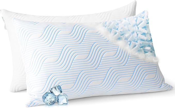 Cooling Bed Pillows for Sleeping 2 Pack Shredded Memory Foam Pillows Standard by Unknown