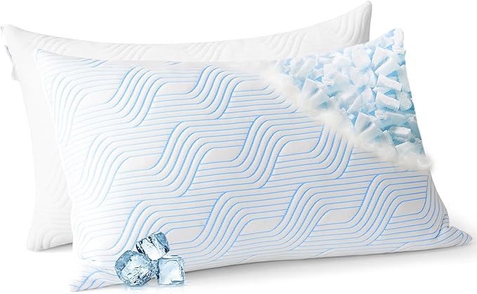 Cooling Bed Pillows for Sleeping 2 Pack Shredded Memory Foam Pillows Queen Size by Unknown