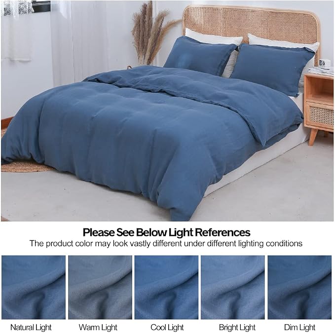 Simple&Opulence 100% Linen Duvet Cover Set 2pcs Basic Style Natural French - Image 6