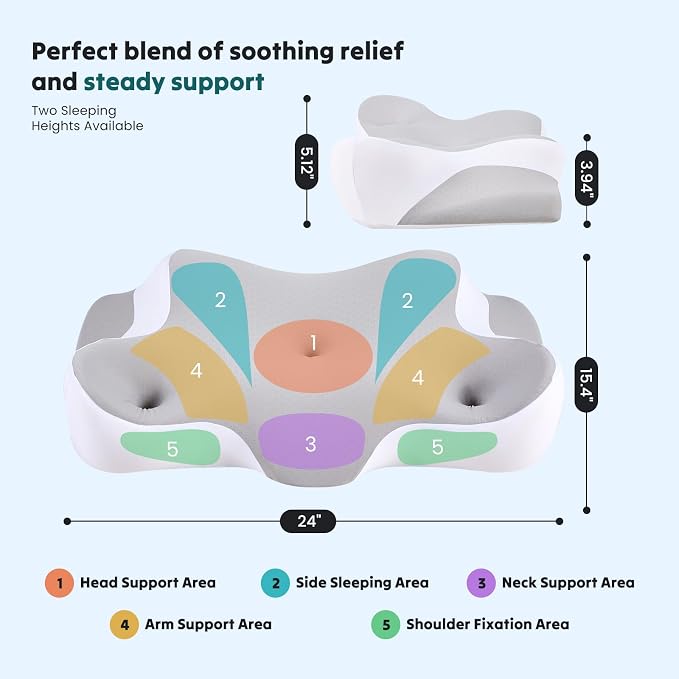 DUMOS Cervical Neck Pillow for Sleeping, Cooling Ergonomic Memory Foam Pillow - Image 8