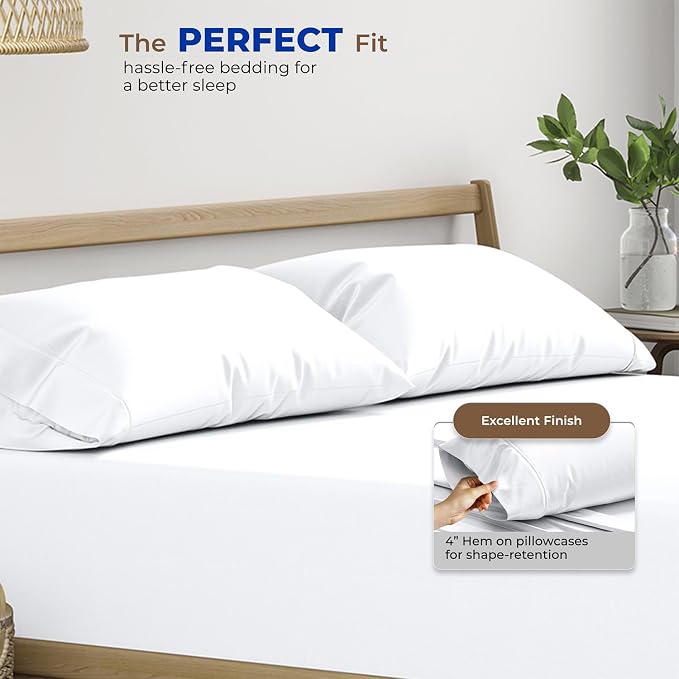 Thread Spread 100% Egyptian Cotton Pillow Cases Queen Size Set of 4 - Image 4