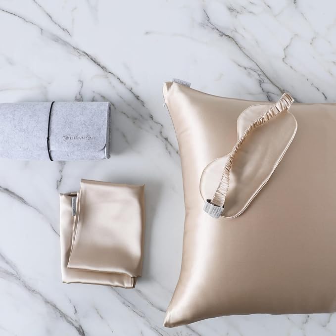 DISANGNI Silk Indulgence Set: Premium 22 Momme Mulberry Silk Pillowcase & Eye by DISANGNI
